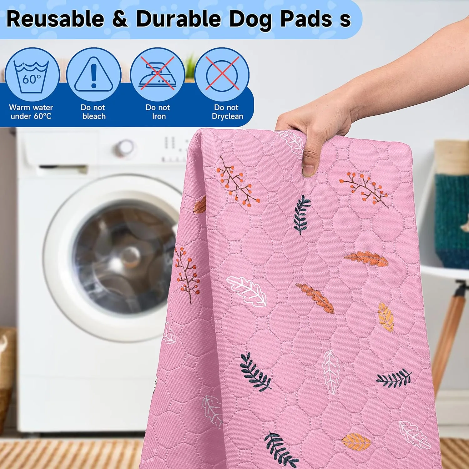2 Pack Washable Guinea Pig Pee Pads, 24" x 48" Waterproof Reusable Guinea Pig Cage Liners, Absorbent Bedding Training Mat for Small Animal Guinea Pigs Rabbit Bunny Hamster - Pink