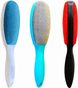 3 Pack, 3 Colors, Lint Brush for Clothes, Furniture, Double Sided Pet Hair Remover Brush, Reusable Cleaner for Dog Cat Hair, Couch, Magic Velvet Lint Brush, Red and White and Blue