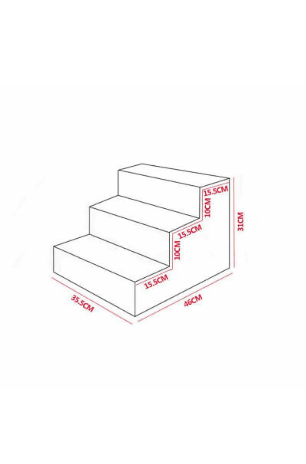 3 Step Dog Ladder Ramp Stairs w/ Washable Cover - Grey
