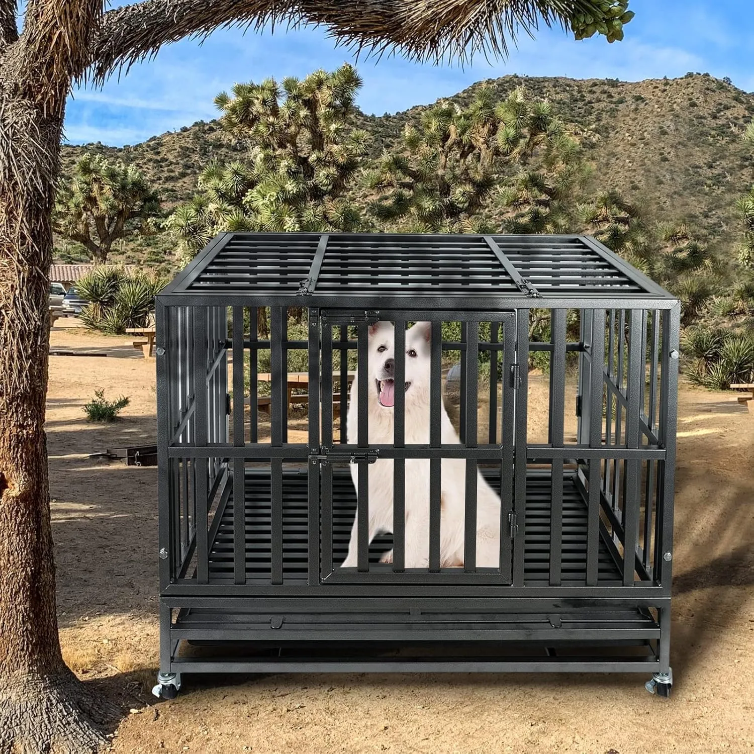 37Inch Heavy Duty Dog Cage Kennel Strong Metal Dog Cage
