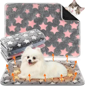 4 Pack Self Heating Cat Bed Cat Self Warming Pad with Removable Cover Extra Warm Thermal Pet Pad Washable Pet Crate Mat Anti Slip Kennel for Indoor Outdoor Pets(Star,20 x 28 Inches)