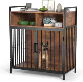 aboxoo 32/40 Inches Furniture Style Dog Crate for Medium Small Dog,Indoor Dog Kennels with Drawers Storage(Rustic Brown)