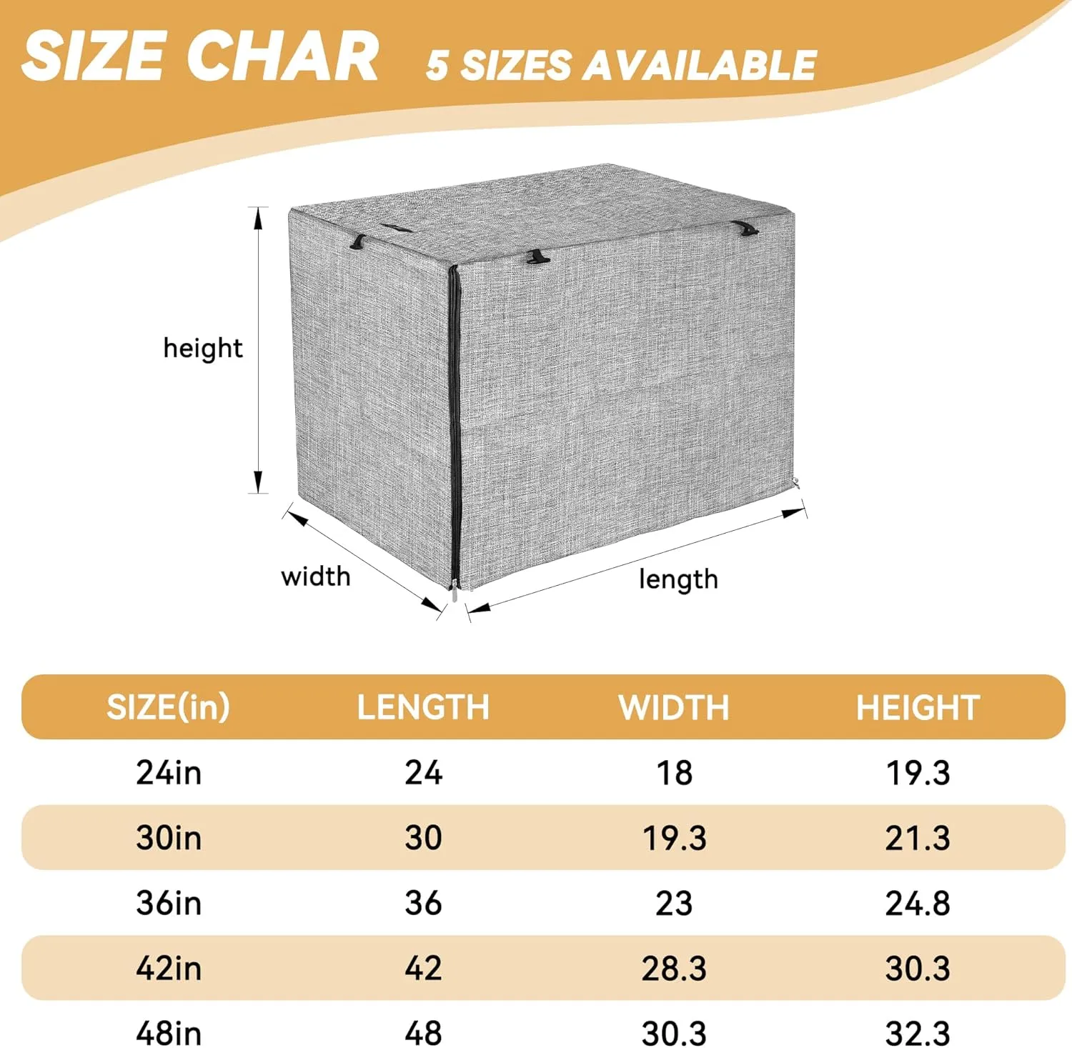 Akinerri Dog Crate Cover - Double Door Waterproof Pet Kennel Cover, Durable 600D Polyester Protective Cage Cover for 24/30/36/42/48 Inch Dog Crate - Grey