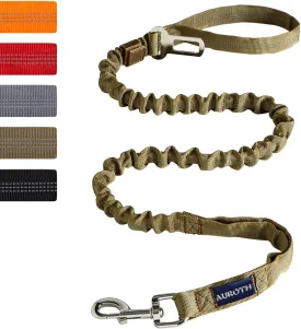 AUROTH Dog Leash Large Dogs, Heavy Duty Dog Leash Bungee, No Pull Dog Leash for Shock Absorption, Army Yellow Dog Training Leashes for Medium Large Breed Dogs 6FT, 2 Padded Handles