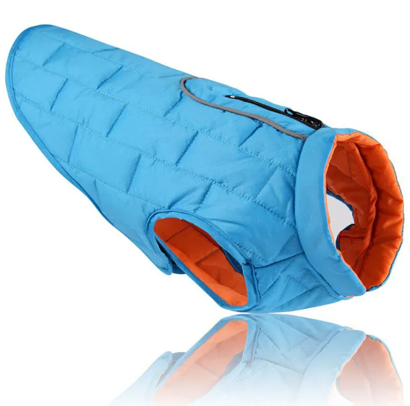Autumn and winter pet waterproof clothes two-color plaid dog padded winter jacket