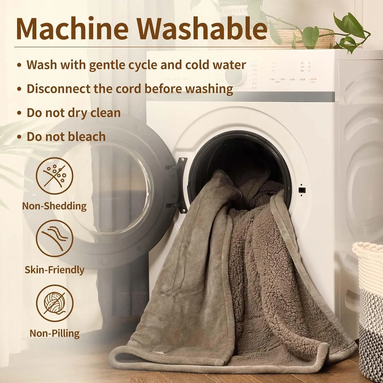Bearhug Electric Blanket Full Size 77" x 84", Velvet & Sherpa Heated Blanket, 10 Heating Levels & 1-12H Auto Off, Over-Heat Protect, ETL, Machine Washable