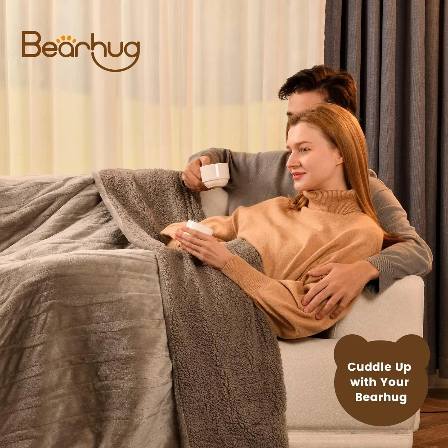 Bearhug Electric Blanket Full Size 77" x 84", Velvet & Sherpa Heated Blanket, 10 Heating Levels & 1-12H Auto Off, Over-Heat Protect, ETL, Machine Washable