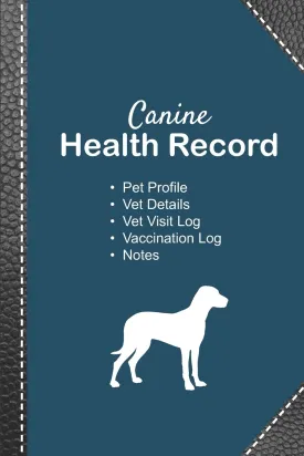 Canine health record: Dog vaccine record book | Pet health record | Puppy vaccine record | 101 pages, 6"x9" | Paperback | blue background ... black leather black silhouette of white dog   2019 11 26