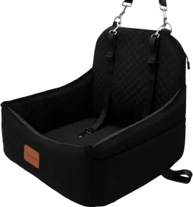 Car Dog Seat with 2 Safety Leashes,Dog Car Booster Seat for Small Medium Dogs 0-28lbs,Pet Car Travel Safety Bed with Storage Pockets,Non-Slip Bottom,Fully Detachable and Easy to Install(S1-Black)