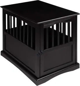 Casual Home Wooden Indoor Dog Crate House Kennel End Table Night Stand Furniture with Lockable Latch for Small to Medium Pets, Black