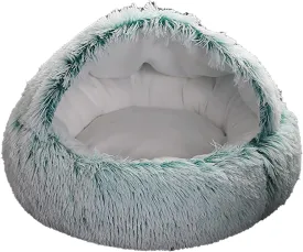 Cat Beds for Indoor Cats 24 Inch Round Donut Washable Cat Bed Fluffy Calming Self Warming Soft Donut Cuddler Cushion Pet Bed for Small Dogs Kittens,Green,60cm