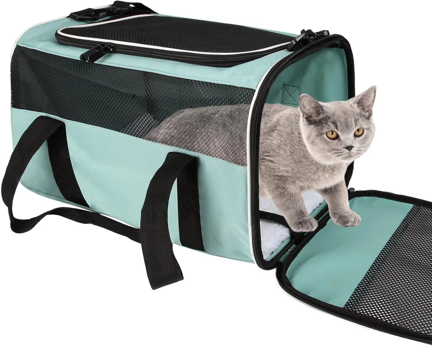 Cat Carriers, Soft-Sided,Top Load Pet Carrier for Small Medium Cats Dogs Puppy 15Lbs 20 Lbs,Ventilated Design Carrier with Airline Approved (Medium,Green)