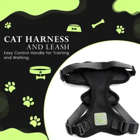 Cat Harness and Leash Set, Escape Proof, Soft Adjustable, Easy Control, Black - Small