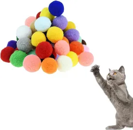 Cat Toy Balls, 10Pcs Premium Soft Pom Pom Balls for Kittens, 1,9'' Funny Interactive Cat Pompom Toys for Bored Indoor Cats Playing Plush Balls for Craft DIY Decorations, Cute Kitten Kitty Toys.
