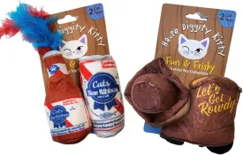 Cats Blue Ribbon   Kitty Cowboy Set, Plush Cat Toys Catnip Filled with Interactive Crackle Sound, Safe & Durable Toys for Cat & Kitten, 4 Pcs