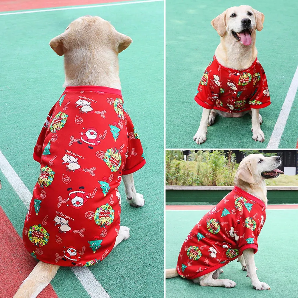 Christmas Dog Clothes Winter Pet Warm Dog Vest Jacket Christmas Printed Sweater Dog Coat Jacket For Large Medium Dogs