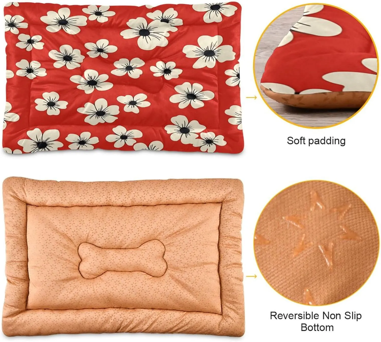 Classic Bloom Print Outdoor Dog Bed for Small Dogs Washable Waterproof Travel Pet Bed Mat Portable Cat Bed with Non-Slip Bottom for Indoor and Sleeping 36 x 24 Inch