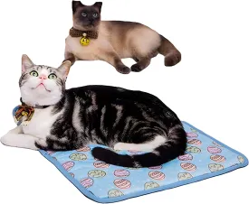 DELIFUR Cat Cooling Mat- Pet Cooling Mat Outdoor for Dogs Self Cooling Pad for Kitten Cat Puppy Machine Washable (Small, Blue Egg)