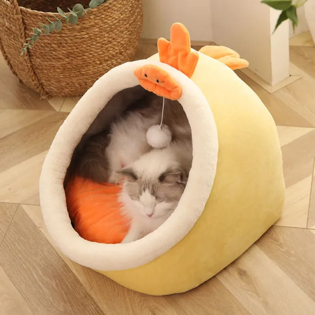Dog Bed Cute Basket Cozy Kitten Lounger Cushion