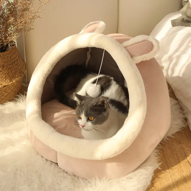 Dog Bed Cute Basket Cozy Kitten Lounger Cushion