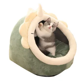 Dog Bed Cute Basket Cozy Kitten Lounger Cushion