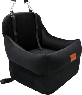 Dog Car Seat-Dog Booster Car Seat with 7''Interior Height,Pet Travel Car Seat with 2 Safety Leashes,Car Dog Seat Restraint Small/Medium Dog up to 35 lbs,Detachable Washable,Easy to Install(H-Black)