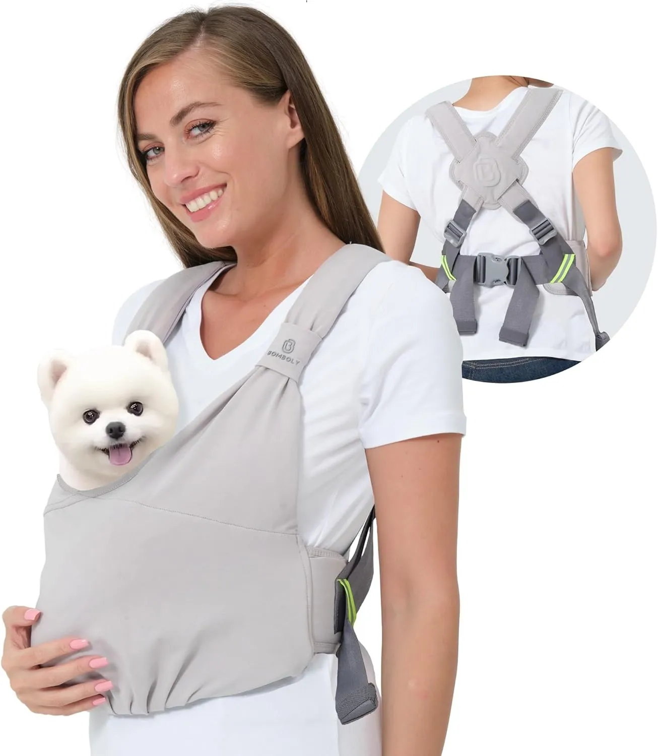 Dog Carrier for Small Dogs, Front Facing Dog Sling Carrier for Small Dog & Puppy, Hands Free Pet Carrier Sling, Soft Cotton, Anxiety Relief Swaddle Wrap, Size Adjustable, Light Grey