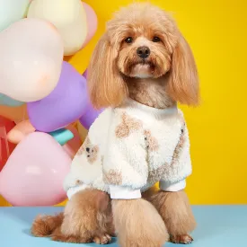 Dog Clothes INS Style Cute Bear Print | Plush Sweatshirt for Autumn & Winter Cold Protection | Warm Pet Clothes