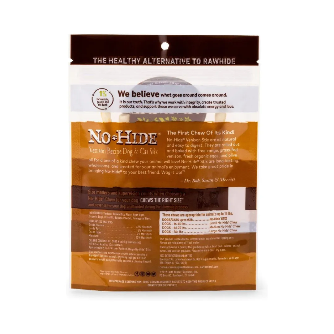 Earth Animal No Hide Venison Chew Stix Dog Treats