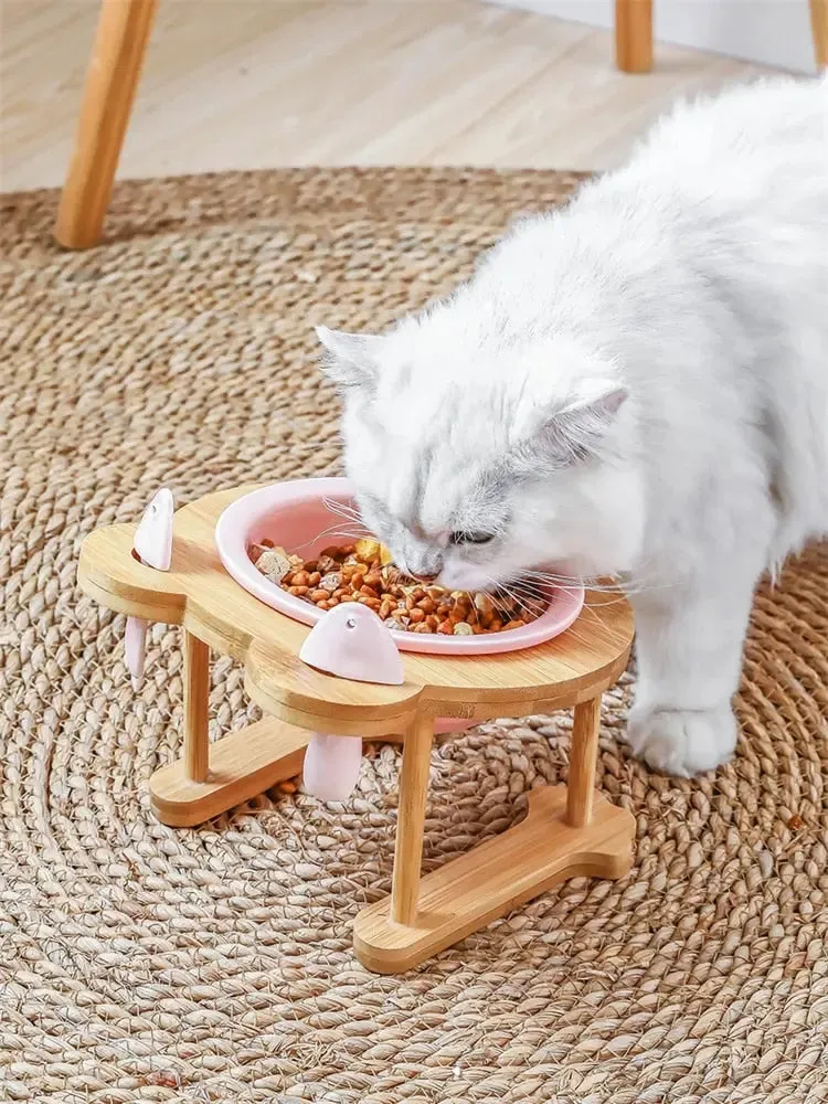 Elevated Ceramic Bowl   Adjustable Stand - Style B