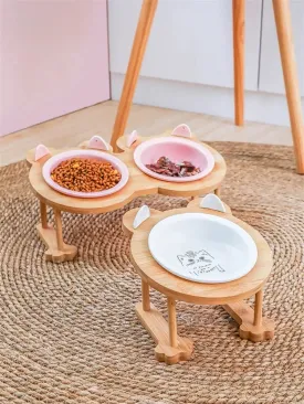 Elevated Ceramic Bowl   Adjustable Stand - Style B