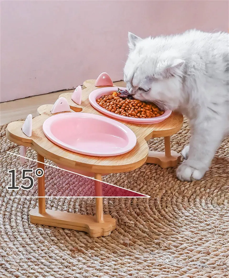 Elevated Ceramic Bowl   Adjustable Stand - Style B