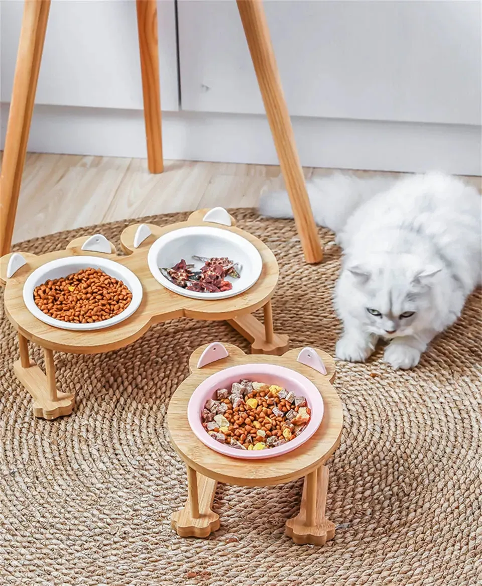 Elevated Ceramic Bowl   Adjustable Stand - Style B
