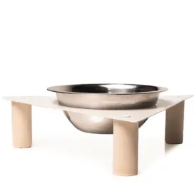 Elevated dog bowl (Metal and wood triangle)