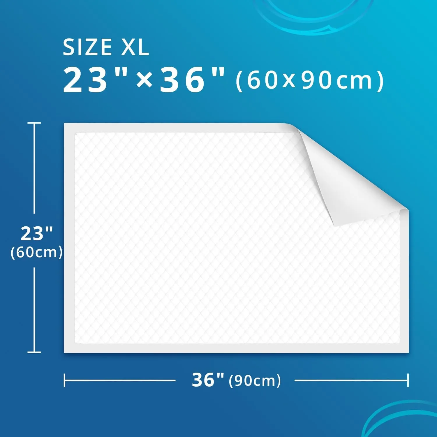 Extra Large Disposable Bed Pads 23" x 36", Super Absorbent Leakproof Incontinence Underpads for Surface Protection, Thick Quilted Chucks Pee Pads for Adults and Babies, 50 Count