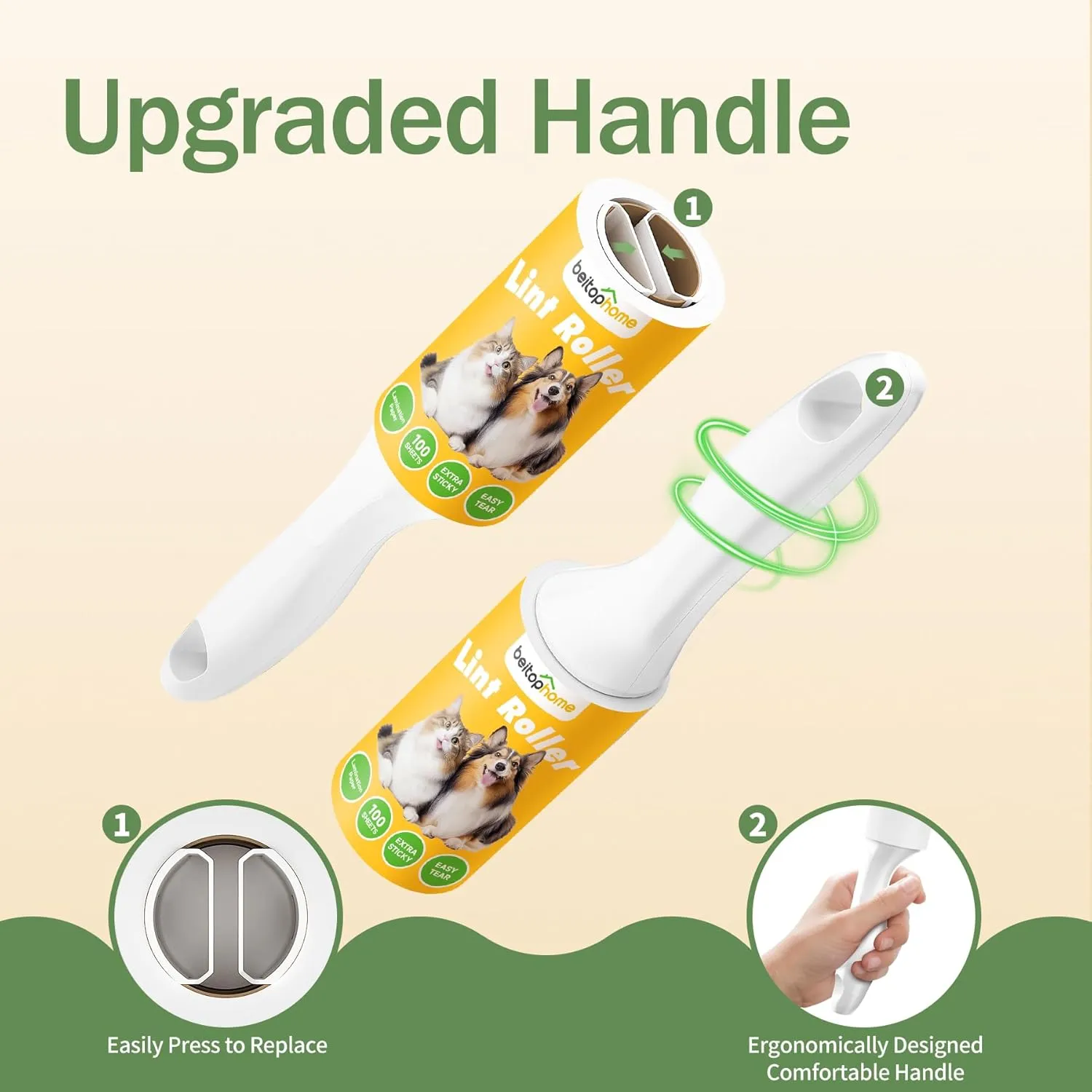 Extra Sticky Lint Roller for Pet Hair, 500 Sheets with Reinforced 2 Handles and Tough Paper, Perfect for Dog and Cat Hair Removal, Ideal for Clothes, Carpet, and Dust Cleaning Mega Value Set