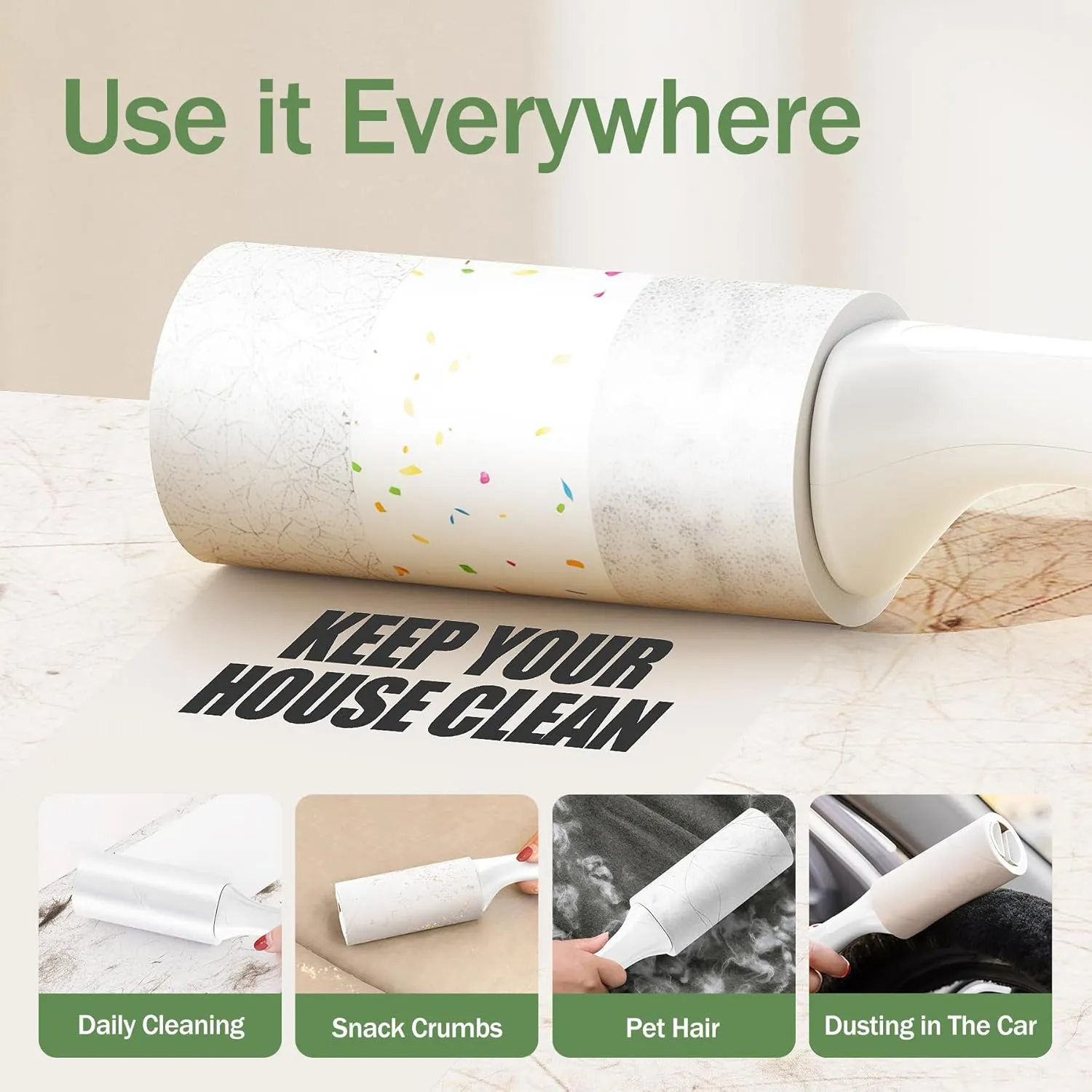 Extra Sticky Lint Roller for Pet Hair, 500 Sheets with Reinforced 2 Handles and Tough Paper, Perfect for Dog and Cat Hair Removal, Ideal for Clothes, Carpet, and Dust Cleaning Mega Value Set