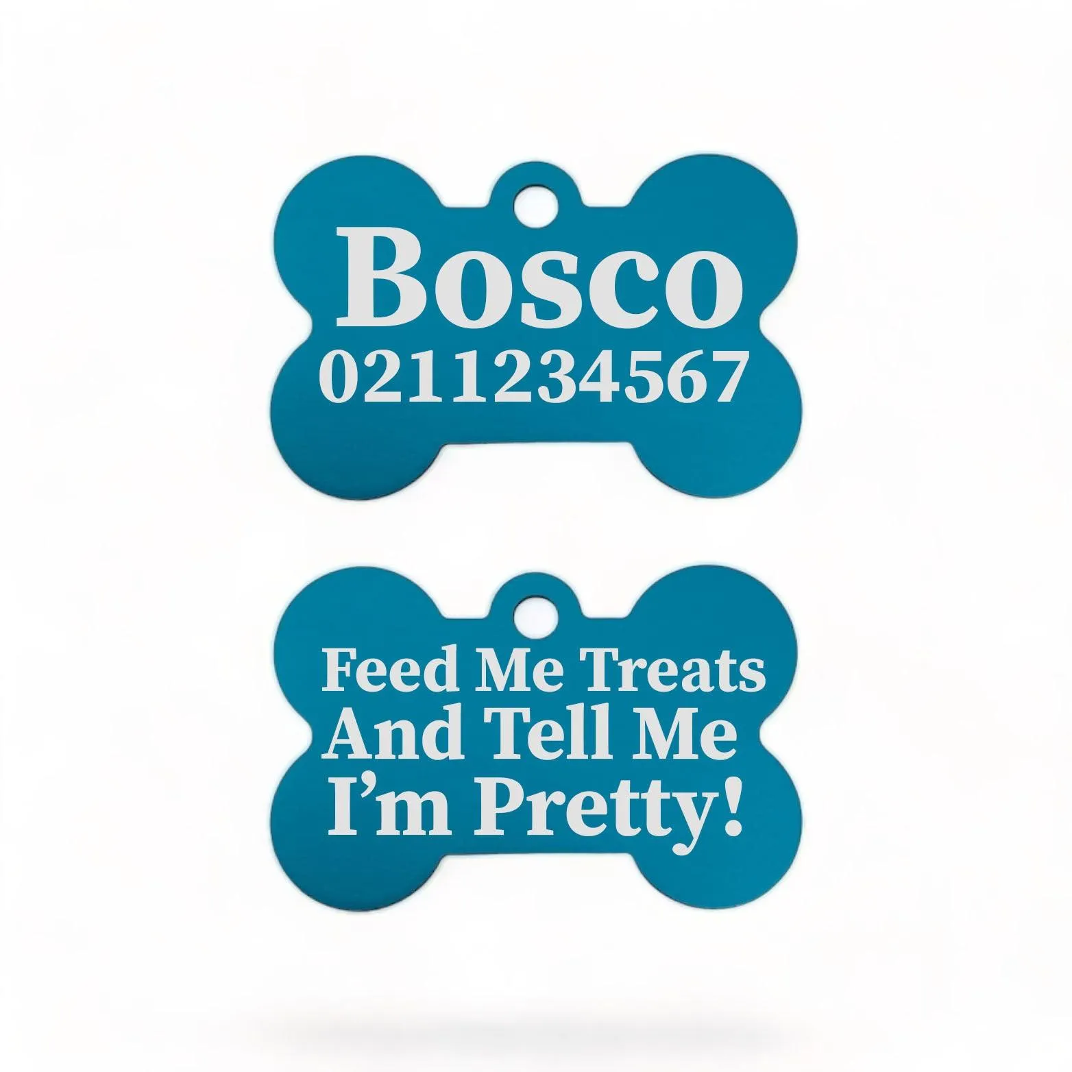 Feed Me Treats & Tell Me I'm Pretty Dog | Bone Aluminium | Dog ID Pet Tag
