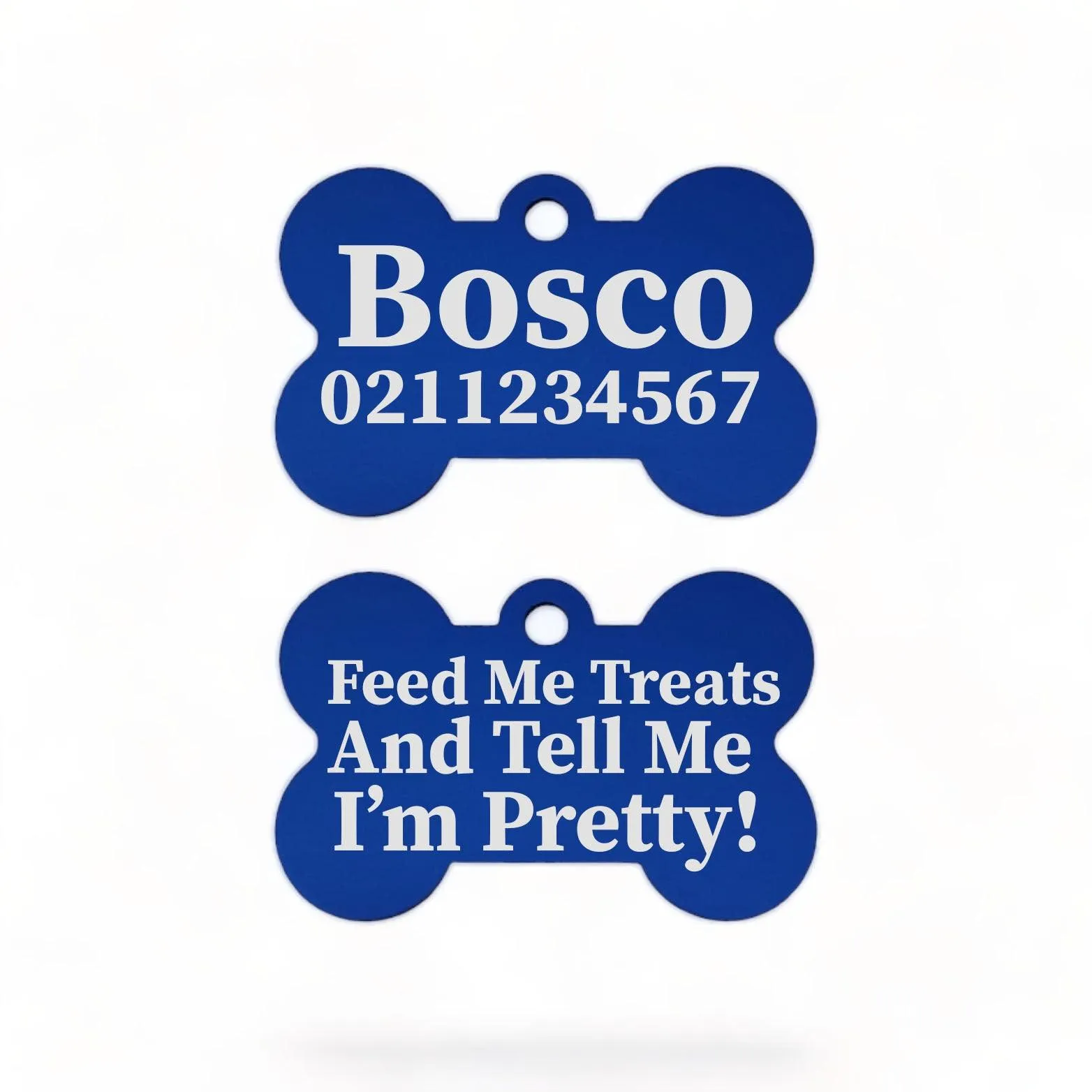 Feed Me Treats & Tell Me I'm Pretty Dog | Bone Aluminium | Dog ID Pet Tag
