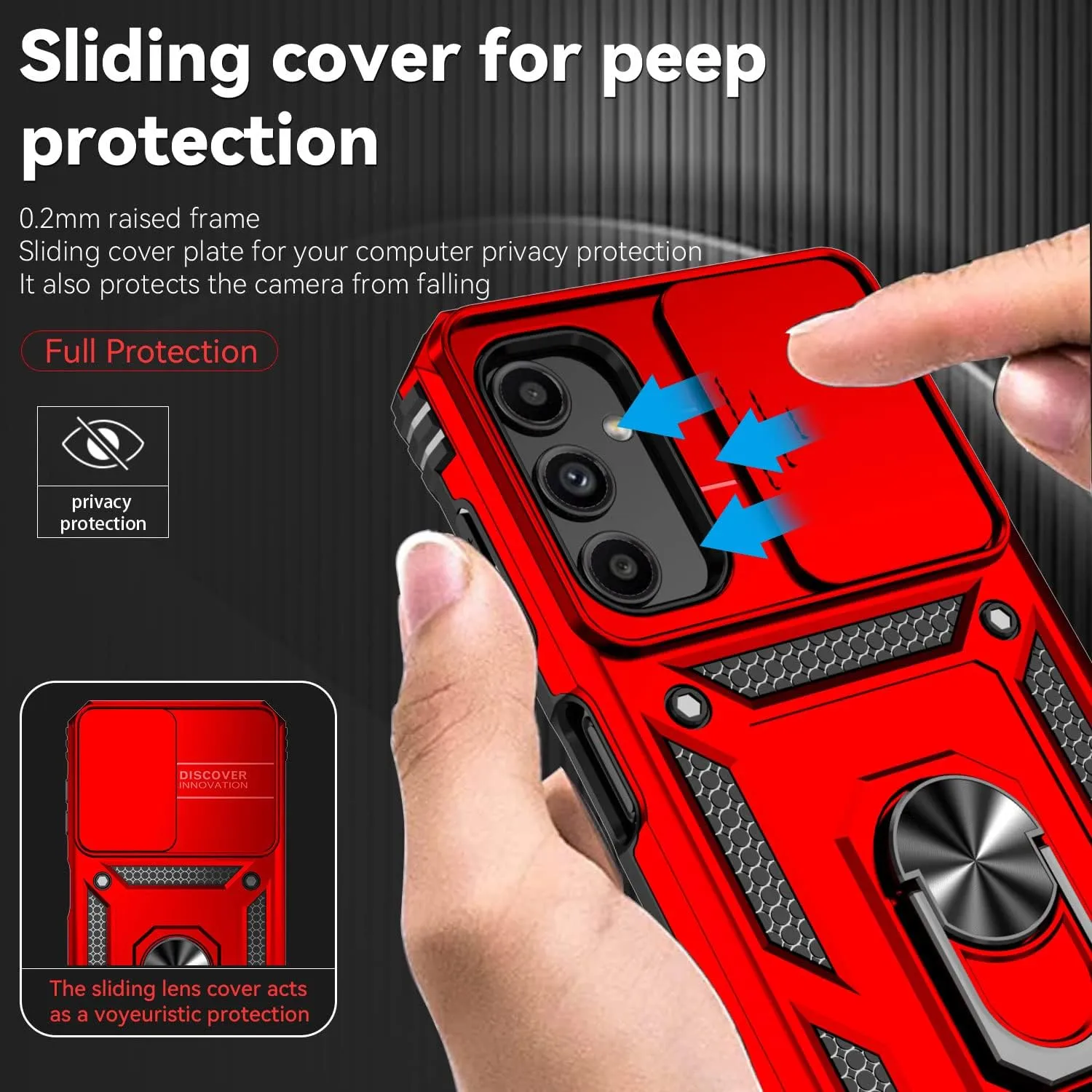 for Samsung Galaxy A25 5G Case,with Screen Protectors and Camera Cover,[Military Grade] 16ft.Drop Tested Cover with Magnetic Kickstand Protective Case for Samsung A25 5G, Red