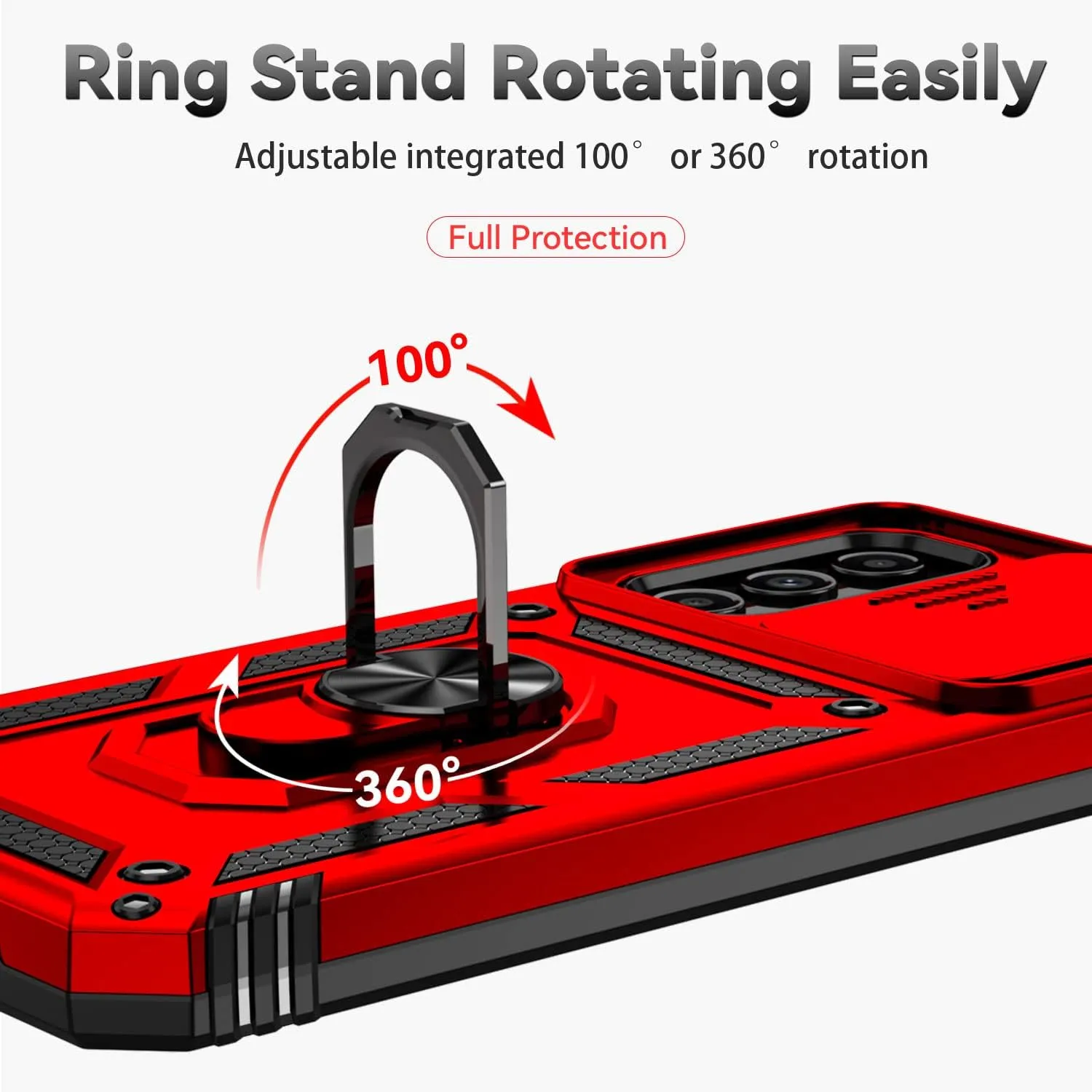 for Samsung Galaxy A25 5G Case,with Screen Protectors and Camera Cover,[Military Grade] 16ft.Drop Tested Cover with Magnetic Kickstand Protective Case for Samsung A25 5G, Red