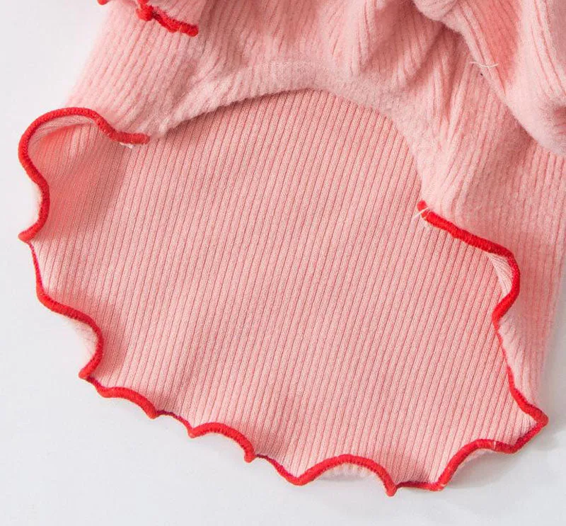 Four seasons solid color breathable strawberry sweater bottoming shirt pet clothes