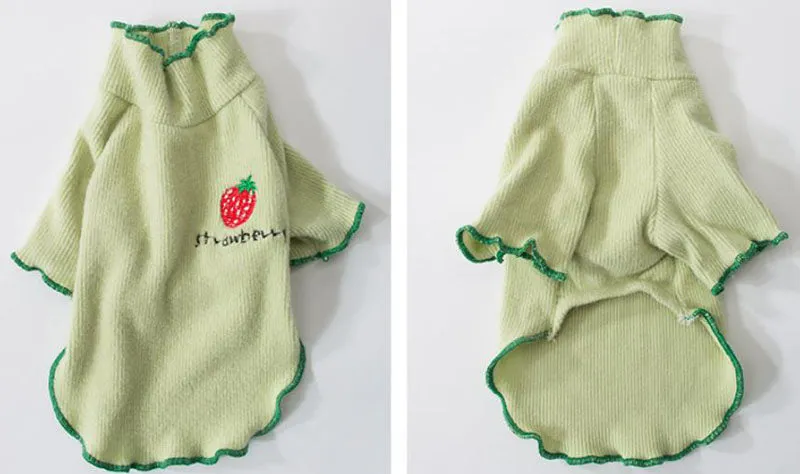 Four seasons solid color breathable strawberry sweater bottoming shirt pet clothes