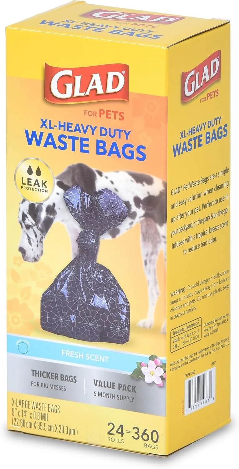 Glad Extra Large, Heavy Duty Scented Dog Waste Bags Value Pack - 360 Count