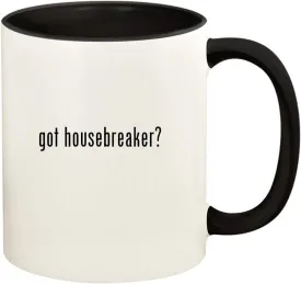 got housebreaker? - 11oz Ceramic Colored Handle and Inside Coffee Mug Cup, Black