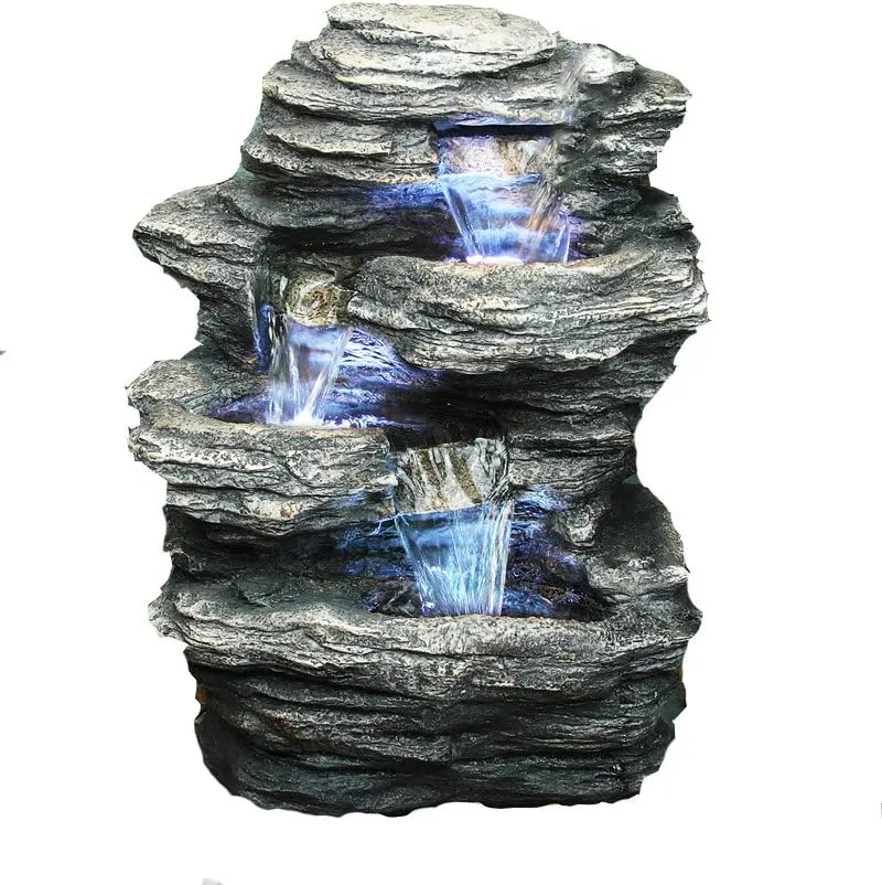 Hi-Line Gift Ltd Rock 4-Level Fountain , Gray
