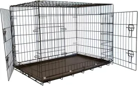 Iconicpet 30" Foldable Double-Door Dog Cage: Sturdy Metal Wire Construction with Removable Tray and divider
