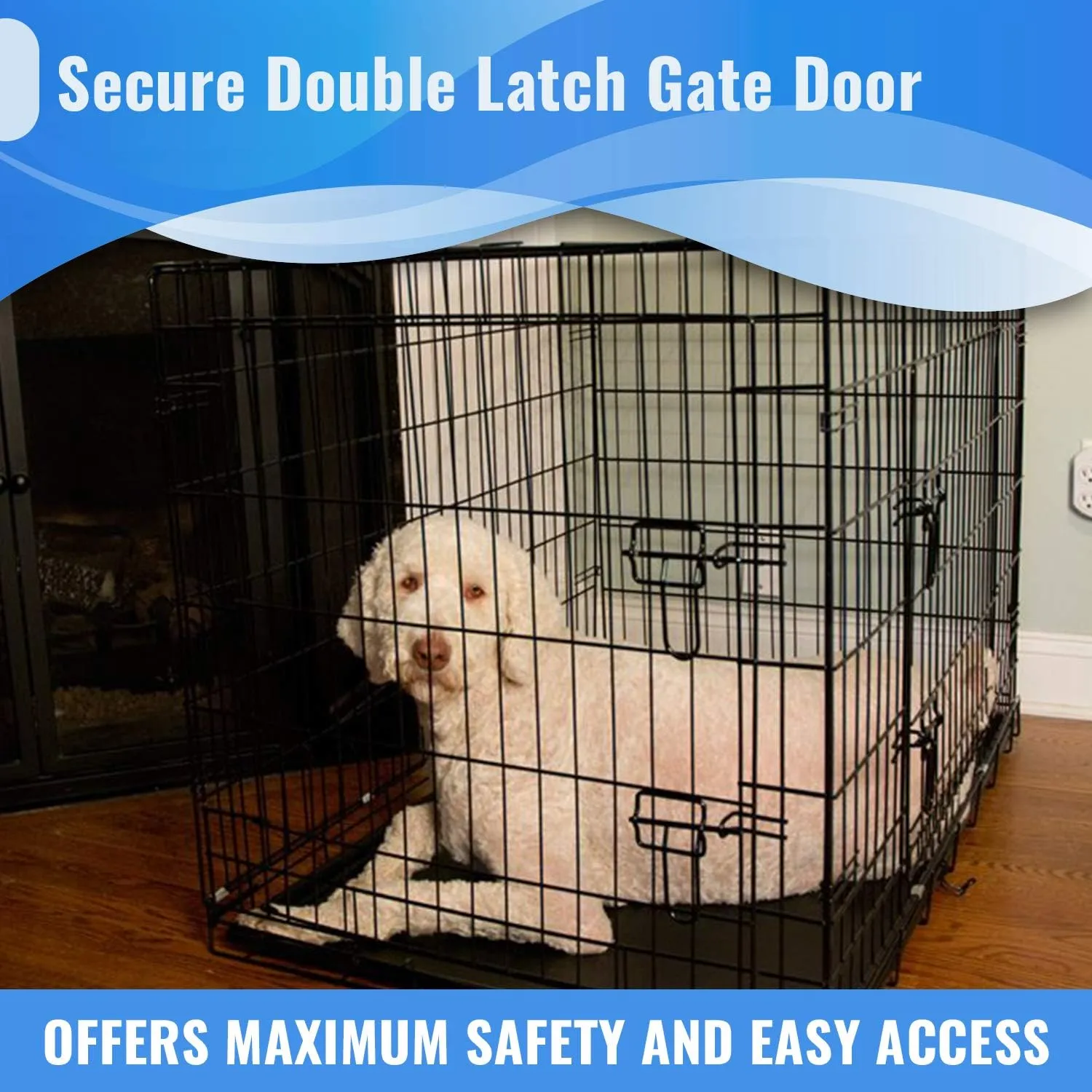 Iconicpet 30" Foldable Double-Door Dog Cage: Sturdy Metal Wire Construction with Removable Tray and divider
