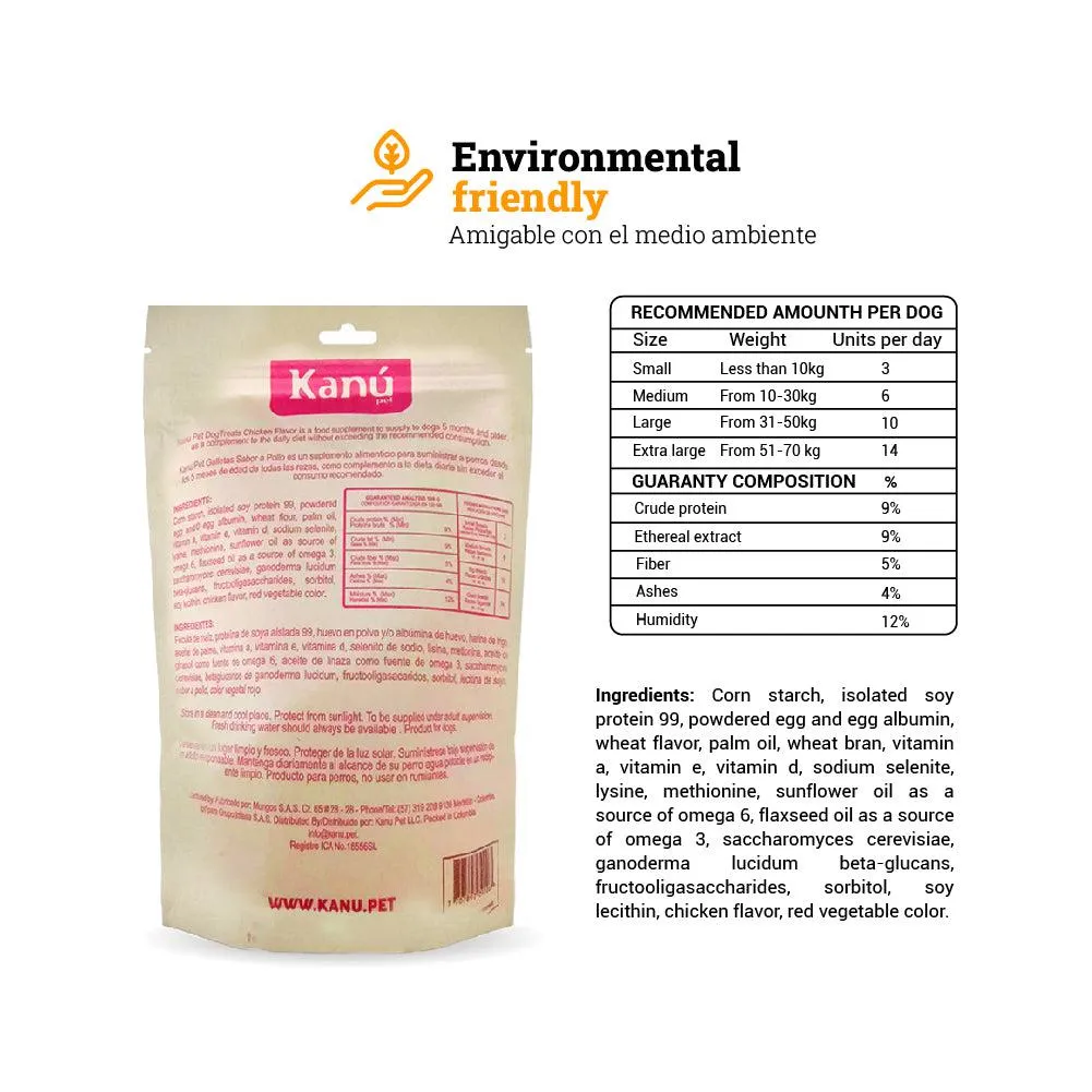 Kanu Pet Soft and Chewy Chicken Dog Treats, 200g, Soft Croquettes, Chicken Flavor, Omega 3 & 6, Probiotics, Eco-Friendly Packaging