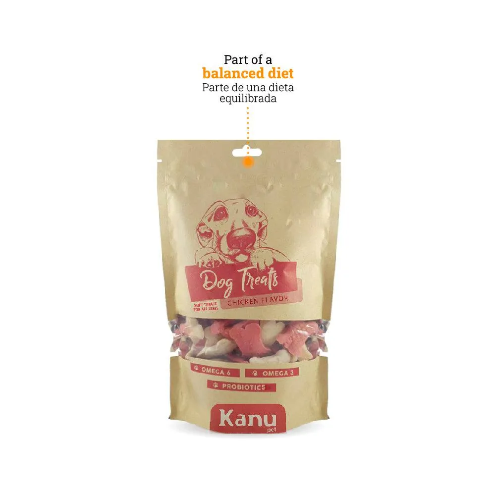 Kanu Pet Soft and Chewy Chicken Dog Treats, 200g, Soft Croquettes, Chicken Flavor, Omega 3 & 6, Probiotics, Eco-Friendly Packaging